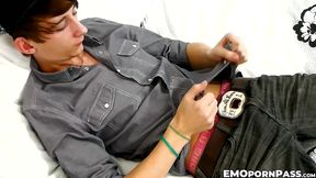 Max Brown squirts a fountain of hot emo cum after cock yanking