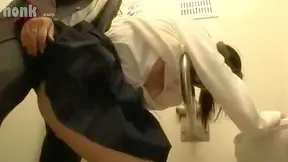 Teen Caught in Public Restroom – Steamy Encounter with Older Man