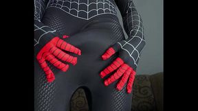 Miles Morales Spider-Man Cosplay jerking off and cumming really good - FULL CUMSHOT
