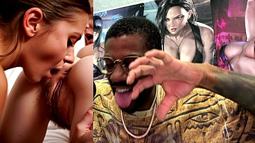 Lesbian Girl Licking Hairy Teen Pussy, AI Generated