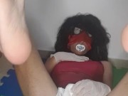 Diaper Sissy in latex gloves and feets
