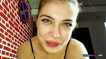 My beauty makes my stepbrother's cock hard, I suck his cock and let him cum in my pussy.
