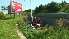 Outdoor Sex Scene-2. Sexy Brunette Teen Having a Sex Picnic by The Side of The Highway