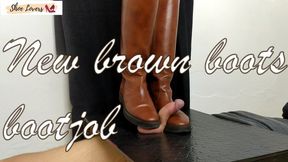 Brown riding boots: cock crush, shoejob, bootjob bgm