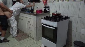 maid had her ass used while washing dishes.