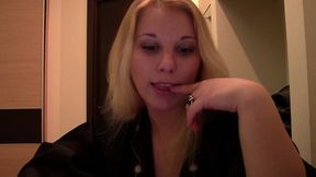 luba love amateur blonde smokes & teases webcam fans sfw