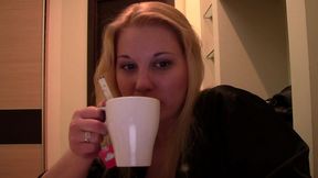 luba love amateur blonde smokes & teases webcam fans sfw