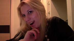 luba love amateur blonde smokes & teases webcam fans sfw