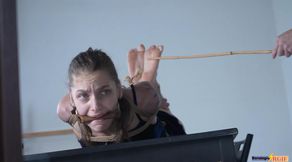 HOGTIED BEAUTY BROKEN BY **** SOLE-RIPPING BASTINADO