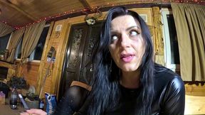 satin seduction on a wooden bench – smoking, masturbation & two cumshots on my dress