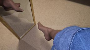 Pantyhose Mirror Foot Fetish Tease
