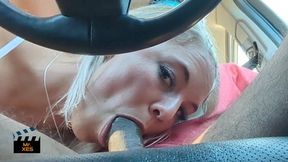 Blowjob on the highway: Kelsey Kane getting serviced before her acting gig.