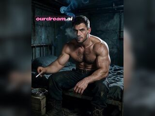 Rugged Shirtless Boy Rook Smokes a Cigarette on His Bunk