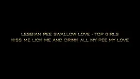 Two beautiful girls kiss, lick, and drink pee in love