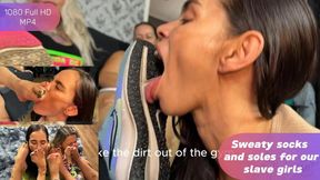 Two lazy MILF slave girls are going to have to smell our sweaty feet a lot. 1080 FHD
