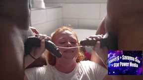 BBW Julie Ginger Fluffs for a BBC Gangbang in a Sloppy Blowbang