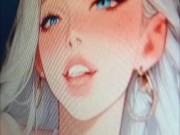 mamando verga grande y venoza hentai trans y besando su boca, primer plano