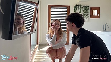 Blonde Slutty Wife Seduces Shy Antenna Guy and Gets Fucked Hard