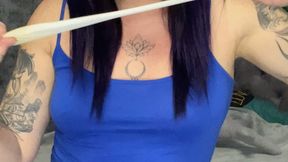 Girl in blue dress B2p transparent balloon