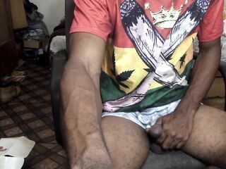 fun boi plays with cock and shows butt an toy