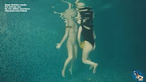 Dolly and Helen lesbi girlfriends playing in the pool FHD