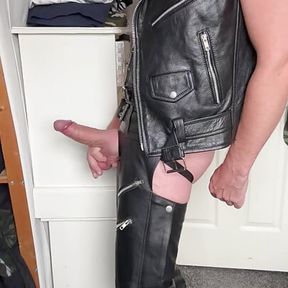 Leather and Latex daddy bulging and horny