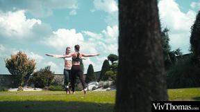 ”Lesbos Jennifer Jane & Emylia Argan fuck after exercising”