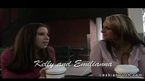 Two hot lesbians cudling and licking in bed