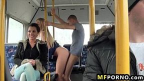 Blond bombshell Lindsey Olsen gets gang-banged on a public bus, then sucks cock&#x1F346; raw