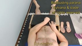 326 A very exciting shoejob and footjob in ballbusting table