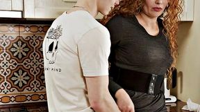 SHAME4K. Guy enjoys the cake and sweet pussy of the MILF in black stockings