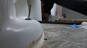 Tiny Human Running Around Giantess Toilet POV 4K smaller