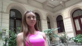 GERMAN SCOUT - Fitness Model Akira May (23) ohne Kondom bei Casting gefickt