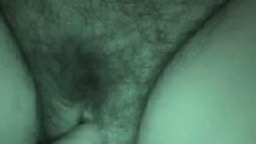 Hairy and fat pussy has been dildoed on night vision sex video