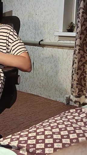Stepmom Seduces Stepson with Her Pussy, Jerking off and Hand in Cum