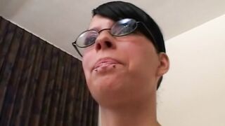 Ugly German woman with glasses having private POV sex