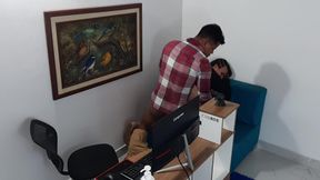 The secretary and the boss waxed in their office