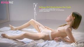 ”Adorable university hottie jerks her strapless meat until it squirts”