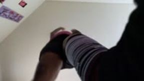 Brave Teenie runs around Giantess as she Works Out POV 4k
