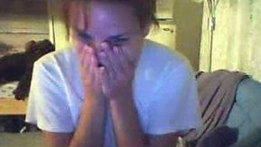 Pretty teen chick chatting with me and flashing her boobies