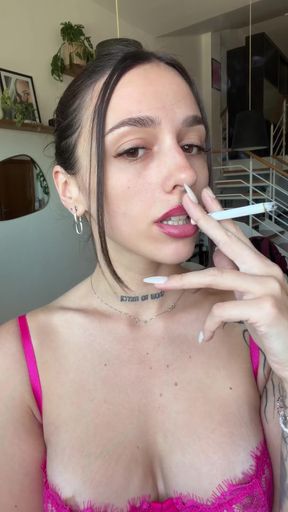 Smoking in lingerie