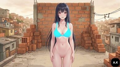 Anime Girl Has Passionate Sex with Loud Moaning and Begging on Concrete Rooftop in the Favela Hentai Sensual Favela porno sex pussy pink