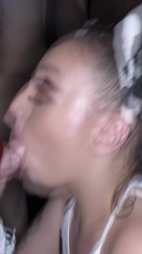 Two Sexy Chicks Getting Their Throats Filled with Fresh Cum