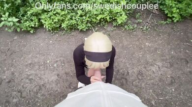 Blonde swedish goddess gets mouth fucked then fucked raw in the woods
