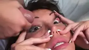 Busty ebony loves to suck many cocks!