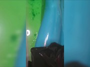 Wearing Latex in a bathtub with slime