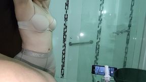 my stepcousin cousin won t let me bathe in peace, she wants me to fuck her non-stop and i can t finish