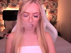 Curly Blonde Teen Records Solo Dildo Masturbation
