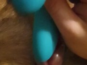 Edging the tip of my penis with vibrator and cumming handsfree (ruined)