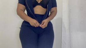 VOLUPTUOUS NURSE SHOWING HER TRANSPARENCIES IN FRONT OF THE CAMERA